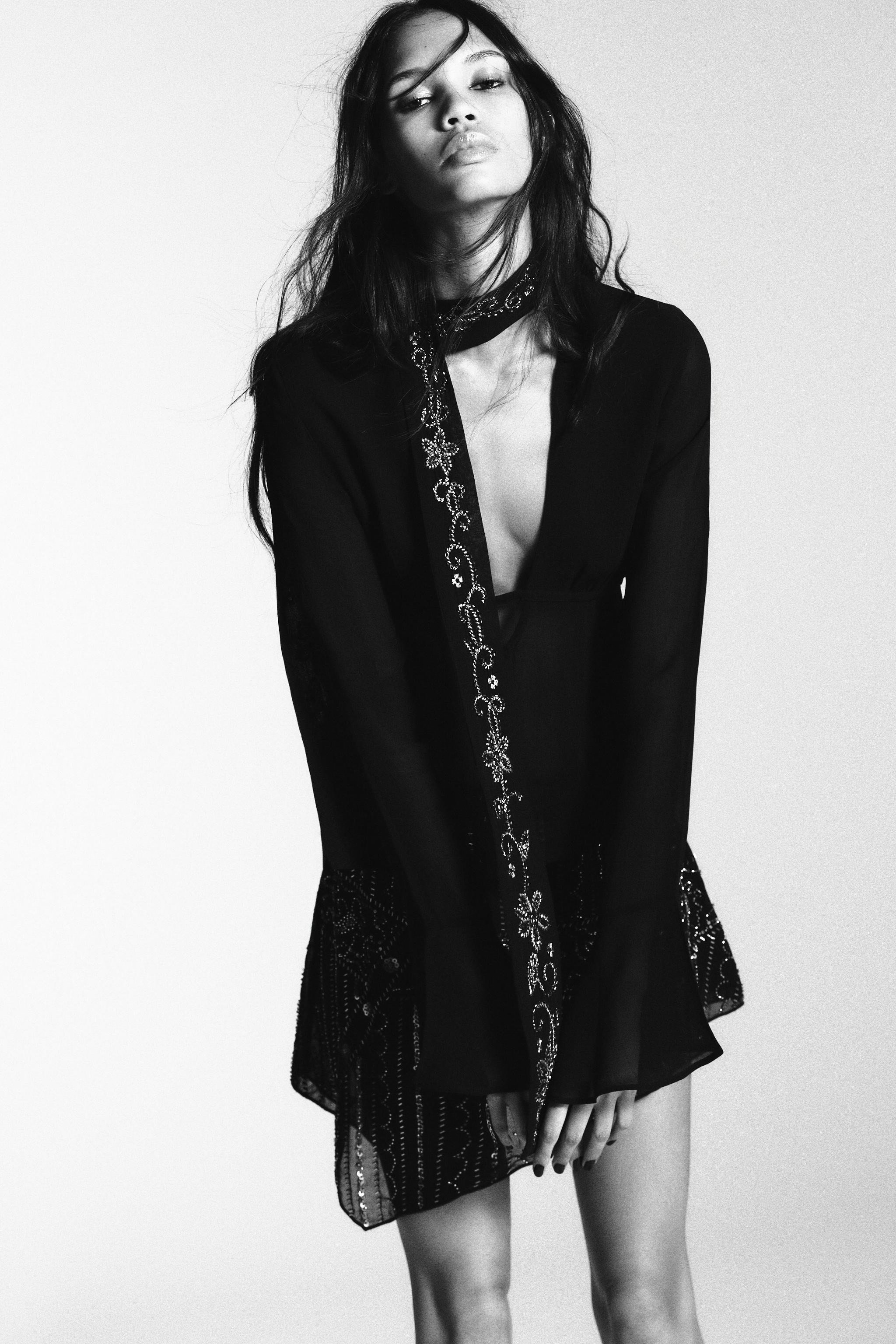 EMBROIDERED FOULARD GEORGETTE SHIRT